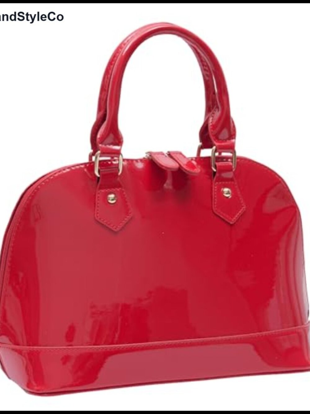 Patent Vegan Leather Dome Satchel Purse Zip-Around Multi-Pocket Handbag